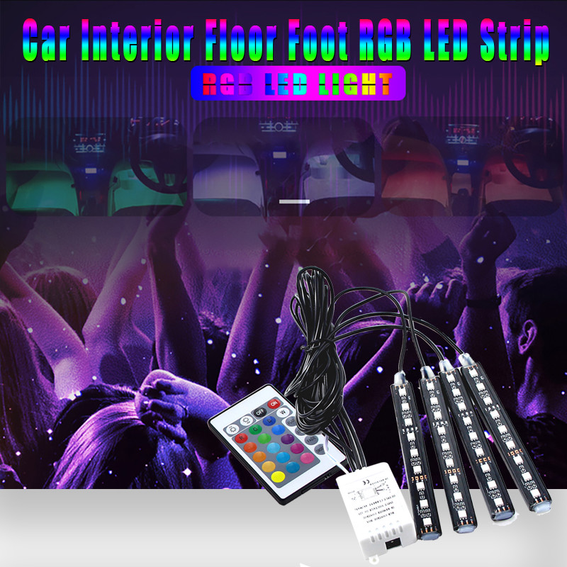 RGB Beleuchtung Ελαφρύ αυτοκινήτου led Φωτιστικό ποδιού ατμόσφαιρας δαπέδου με Λειτουργίες απομακρυσμένου φωνητικού ελέγχου μουσικής USB Εσωτερική διακοσμητική λωρίδα LED