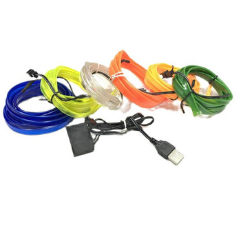 1M/2M/3M/5M Φώτα Led για Εσωτερικό Αυτοκινήτου Νέον Ευέλικτο Led Φωτιστικό Strip Διακόσμηση Garland Wire Rope Tube Line 5V Driver USB