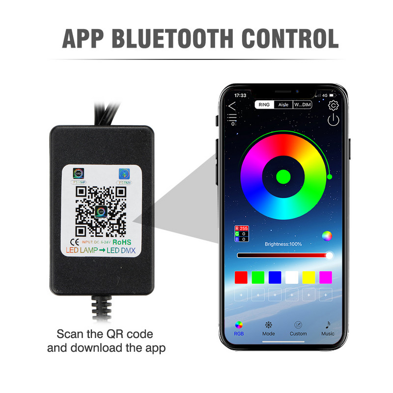 OKEEN Kit de bandă LED RGB Underglow pentru motociclete Control APP Impermeabil 5050SMD Lumină LED cu efect de sol strălucitor pentru subsol