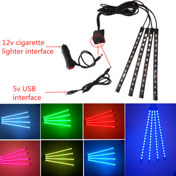 Околна светлина за краката на автомобила с USB запалка Подсветка Приложение за контрол на музиката RGB Автоматичен интериор Декоративни атмосферни лампи