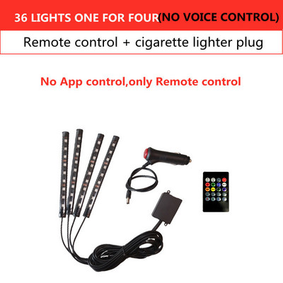 Led Car Foot Ambient Light με USB αναπτήρα οπίσθιου φωτισμού μουσικής Εφαρμογή ελέγχου RGB Auto διακοσμητικά φωτιστικά ατμόσφαιρας εσωτερικού χώρου