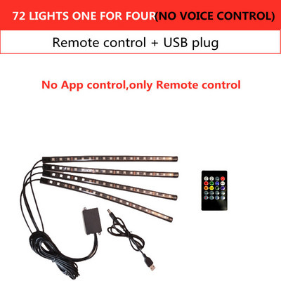 Led Car Foot Ambient Light με USB αναπτήρα οπίσθιου φωτισμού μουσικής Εφαρμογή ελέγχου RGB Auto διακοσμητικά φωτιστικά ατμόσφαιρας εσωτερικού χώρου