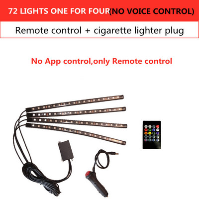 Led Car Foot Ambient Light με USB αναπτήρα οπίσθιου φωτισμού μουσικής Εφαρμογή ελέγχου RGB Auto διακοσμητικά φωτιστικά ατμόσφαιρας εσωτερικού χώρου