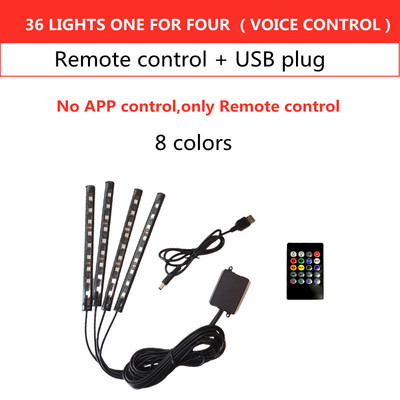 Led Car Foot Ambient Light με USB αναπτήρα οπίσθιου φωτισμού μουσικής Εφαρμογή ελέγχου RGB Auto διακοσμητικά φωτιστικά ατμόσφαιρας εσωτερικού χώρου