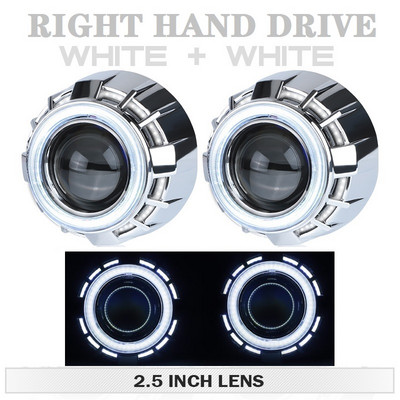 3,0 colio „Led Angel“ akys Projektoriaus lęšiai Dvi LED objektyvas Baltas Raudonas Mėlynas Halo Bėgimo žibintai Pritaikykite H4 H7 automobilio priekinių žibintų mazgą