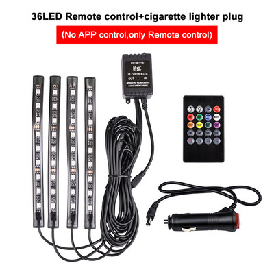 Auto Ambient Light 36 48 72 Λωρίδες LED Πόδι αυτοκινήτου Εσωτερική διακόσμηση RGB APP Τηλεχειριστήριο λάμπας ατμόσφαιρας για αξεσουάρ αυτοκινήτου