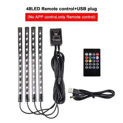 Auto Ambient Light 36 48 72 Λωρίδες LED Πόδι αυτοκινήτου Εσωτερική διακόσμηση RGB APP Τηλεχειριστήριο λάμπας ατμόσφαιρας για αξεσουάρ αυτοκινήτου