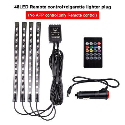 Auto Ambient Light 36 48 72 Λωρίδες LED Πόδι αυτοκινήτου Εσωτερική διακόσμηση RGB APP Τηλεχειριστήριο λάμπας ατμόσφαιρας για αξεσουάρ αυτοκινήτου