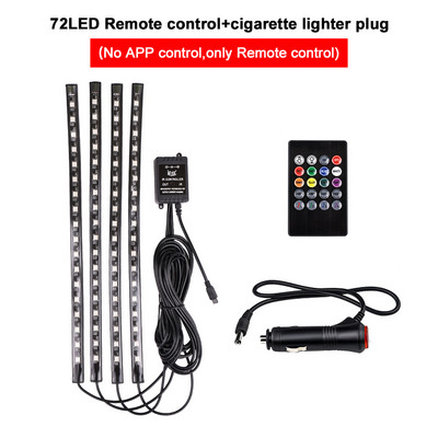Auto Ambient Light 36 48 72 Λωρίδες LED Πόδι αυτοκινήτου Εσωτερική διακόσμηση RGB APP Τηλεχειριστήριο λάμπας ατμόσφαιρας για αξεσουάρ αυτοκινήτου