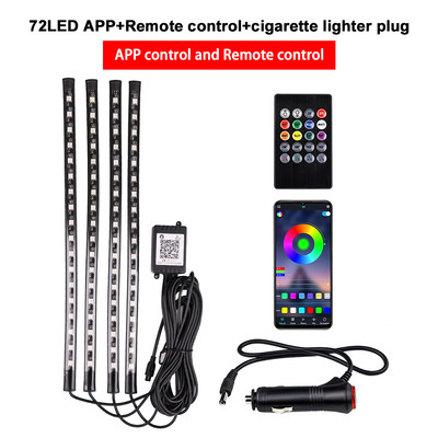Auto Ambient Light 36 48 72 Λωρίδες LED Πόδι αυτοκινήτου Εσωτερική διακόσμηση RGB APP Τηλεχειριστήριο λάμπας ατμόσφαιρας για αξεσουάρ αυτοκινήτου