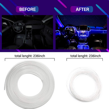 4/5/6 Σε 1 RGB LED Atmosphere Αυτοκίνητο Εσωτερικό Πόδι Περιβάλλοντος Διακοσμητικά φώτα Κιτ Λωρίδων φωτιστικών οπτικών ινών Νέον Έλεγχος εφαρμογής Μουσική DIY
