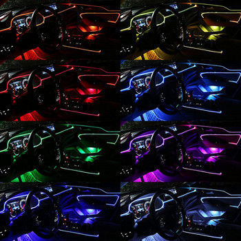 4/5/6 в 1 RGB LED Atmosphere Car Interior Foot Ambient Decorative Lights Kit Kit Neon Fiber Optic Light Strip App Control DIY Music