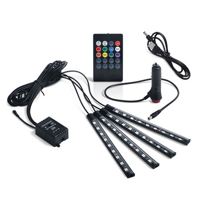 4/5/6 Σε 1 RGB LED Atmosphere Αυτοκίνητο Εσωτερικό Πόδι Περιβάλλοντος Διακοσμητικά φώτα Κιτ Λωρίδων φωτιστικών οπτικών ινών Νέον Έλεγχος εφαρμογής Μουσική DIY