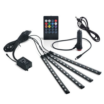 4/5/6 Σε 1 RGB LED Atmosphere Αυτοκίνητο Εσωτερικό Πόδι Περιβάλλοντος Διακοσμητικά φώτα Κιτ Λωρίδων φωτιστικών οπτικών ινών Νέον Έλεγχος εφαρμογής Μουσική DIY