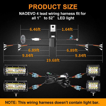 Κιτ πλεξούδας καλωδίωσης αυτοκινήτου NAO 3M Προσαρμοσμένο για 6 λειτουργίες LED Light Bar 12V 40A Ρελέ για εναλλαγή μεταξύ διαφορετικών λειτουργιών