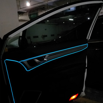 Автомобилна EL Wire LED светлина Интериор Околна LED лента Неоново осветление Гирлянд Декорация на тръба от телено въже Гъвкава тръба Цветове 1M/3M/5M