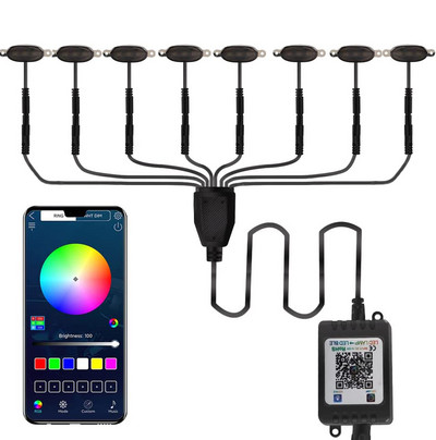 4/8 u 1 LED rasvjetna rešetka APP Control DIY RGB Prednja rešetka Atmosphere Dekorativna svjetiljka DRL komplet za terensko vozilo Kamion SUV