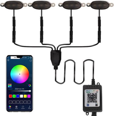 4/8 в 1 LED светлини за решетка APP Control DIY RGB предна решетка Atmosphere Декоративна лампа DRL Комплект за офроуд кола Пикап SUV