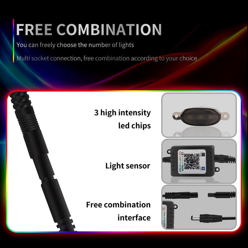 4/8 u 1 LED rasvjetna rešetka APP Control DIY RGB Prednja rešetka Atmosphere Dekorativna svjetiljka DRL komplet za terensko vozilo Kamion SUV