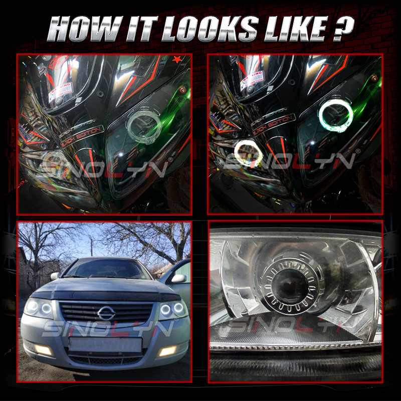 Sinolyn 2,0 ιντσών Angel Eyes LED DRL Bi Xenon Φακός Προβολέα για Μίνι Φακοί Αυτοκινήτου Προβολέα H4 H7 Χρήση H1 HID Tuning DIY