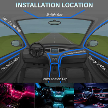 6 ΣΕ 1 8M RGB LED Ατμόσφαιρα αυτοκινήτου Εσωτερικό Φως Περιβάλλοντος Λωρίδες οπτικών ινών Φως By App Control Auto διακοσμητικό φωτιστικό νέον