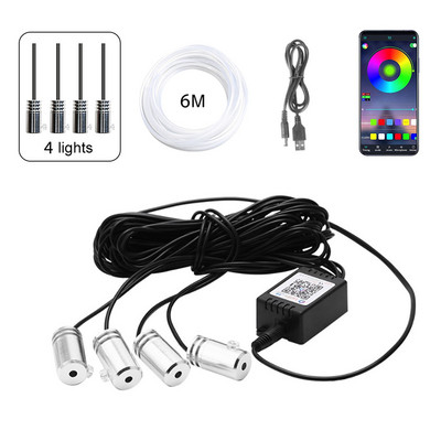 6 IN 1 8M RGB LED atmosfääri auto salong ümbritseva valguse fiiberoptilised ribad valgustus rakenduse juhtimisega Neoon auto dekoratiivne lamp
