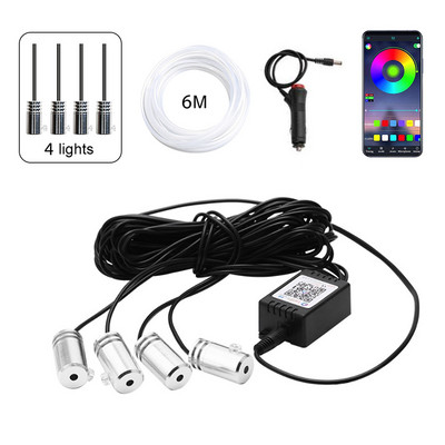 6 IN 1 8M RGB LED atmosfääri auto salong ümbritseva valguse fiiberoptilised ribad valgustus rakenduse juhtimisega Neoon auto dekoratiivne lamp