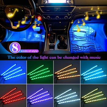 48/72 LED околни светлини за краката на автомобила Неонови светлини за настроение Подсветка с приложение за контрол на музика RGB Автоматична вътрешна атмосфера Декоративна лампа
