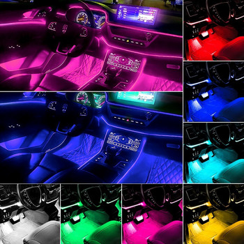 48/72 LED Φωτιστικά ποδιού αυτοκινήτου με περιβάλλοντα φωτισμό νέον Φωτισμός διάθεσης με οπίσθιο φωτισμό με έλεγχο μουσικής εφαρμογής RGB Αυτόματο διακοσμητικό φωτιστικό εσωτερικής ατμόσφαιρας