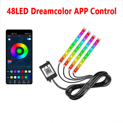 48/72 LED Φωτιστικά ποδιού αυτοκινήτου με περιβάλλοντα φωτισμό νέον Φωτισμός διάθεσης με οπίσθιο φωτισμό με έλεγχο μουσικής εφαρμογής RGB Αυτόματο διακοσμητικό φωτιστικό εσωτερικής ατμόσφαιρας