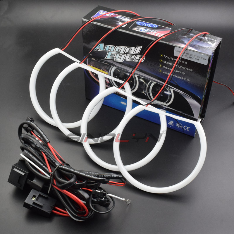 Switchback Cotton Light Halo Rings DRL LED Angel Eyes Kit BMW 3 5 7 seeria E46/E39/E38/E36 autodele esitulede tagantjärele paigaldamine 131/146mm