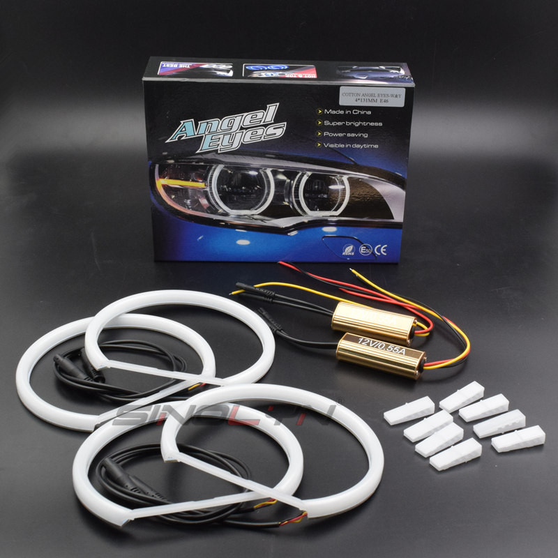 Switchback Cotton Light Halo Rings DRL LED Angel Eyes Kit BMW 3 5 7 seeria E46/E39/E38/E36 autodele esitulede tagantjärele paigaldamine 131/146mm