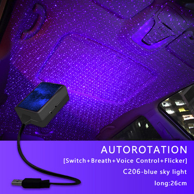 Automašīnas jumts Star Light Salons LED zvaigžņots lāzera atmosfēras projektors USB Auto Decoration Night Home Decor Galaxy Lights