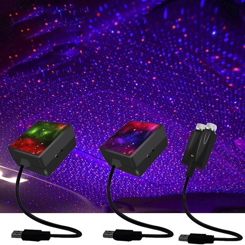 Automašīnas jumts Star Light Salons LED zvaigžņots lāzera atmosfēras projektors USB Auto Decoration Night Home Decor Galaxy Lights