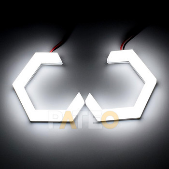 Ангелски очи Hex Halo Rings Модернизиране на шестоъгълни светлини LED за фарове Проектор Бял DRL Тунинг Автомобилни светлини Аксесоари