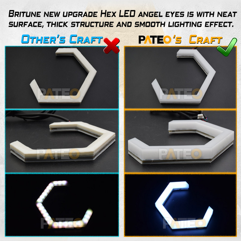 Angel Eyes Hex Halo Gredzeni Modificēt sešstūra gaitas gaismas LED priekšējo lukturu projektoram Balts DRL Tuning Automašīnu gaismas aksesuāri