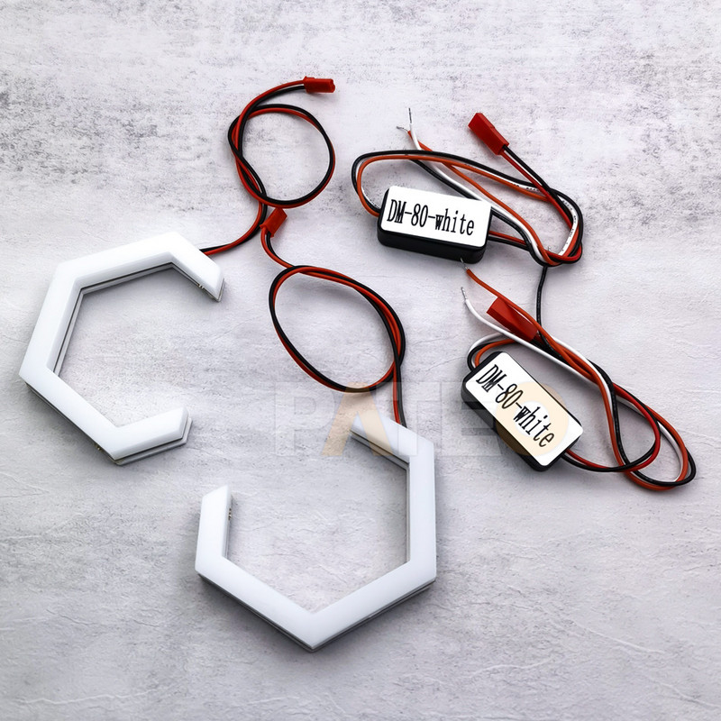 Angel Eyes Hex Halo Gredzeni Modificēt sešstūra gaitas gaismas LED priekšējo lukturu projektoram Balts DRL Tuning Automašīnu gaismas aksesuāri