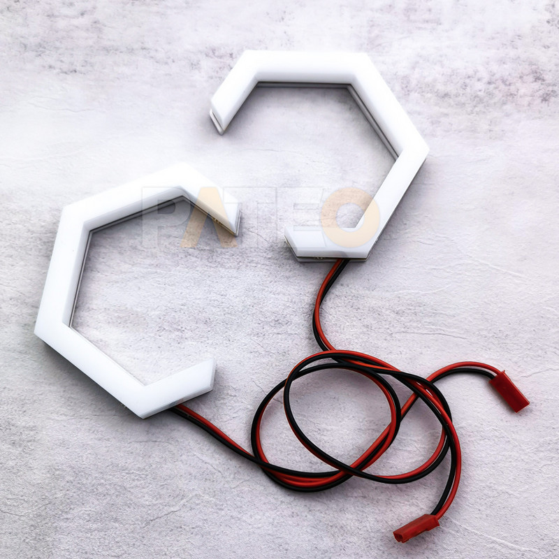 Angel Eyes Hex Halo Gredzeni Modificēt sešstūra gaitas gaismas LED priekšējo lukturu projektoram Balts DRL Tuning Automašīnu gaismas aksesuāri