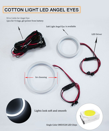 6 бр. Бяла памучна светлина LED ангелски очи фарове за Alfa Romeo 159 2005~2011 Автоаксесоари Halo Ring Kits