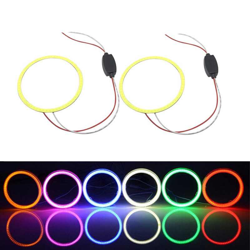 2 τεμάχια 130mm 140mm COB Angel Eyes Without Cover Auto Halo Rings Προβολέας αυτοκινήτου Μοτοσικλέτα 12V 24V Λευκό Κίτρινο Μπλε Πράσινο Κόκκινο