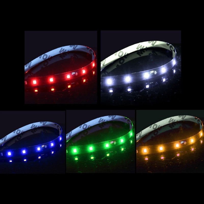 Automobilio LED juostelės stiliaus dekoratyvinė aplinkos šviesa 30cm 15 SMD lempa vandeniui atspari LED lanksti atmosferos šviesos juostos lemputė