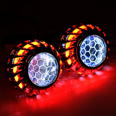 2,5 ιντσών Honeycomb Bi xenon hid Φακός προβολέα led day running white angel eyes H1 H4 H7 εκ των υστέρων κιτ συναρμολόγησης αυτοκινήτου DRL