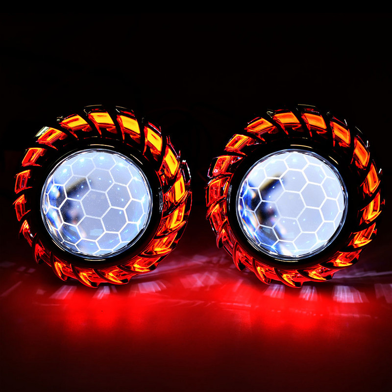 2,5 ιντσών Honeycomb Bi xenon hid Φακός προβολέα led day running white angel eyes H1 H4 H7 εκ των υστέρων κιτ συναρμολόγησης αυτοκινήτου DRL