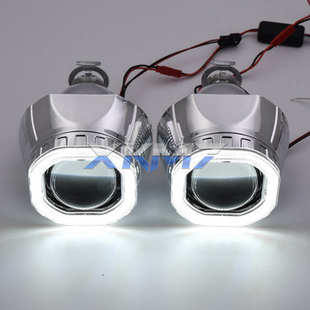 XKM7 Angel Eyes Автомобилни лещи във фаровете 2.5\'\' Bi-xenon H4 H7 проектор H1 HID LED светлина Square COB Halos Аксесоари Модернизация