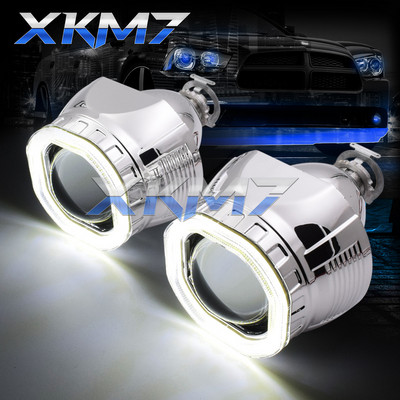 XKM7 Angel Eyes Автомобилни лещи във фаровете 2.5`` Bi-xenon H4 H7 проектор H1 HID LED светлина Square COB Halos Аксесоари Модернизация