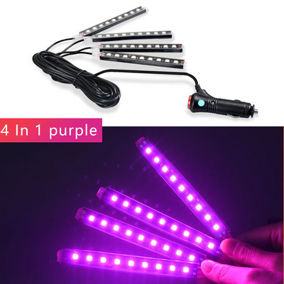 LED Φωτιστικό Μπαρ αυτοκινήτου Rgb Λάμπα ατμόσφαιρας με αναπτήρα για πάρτι Εξωτερική διακόσμηση Αξεσουάρ αυτοκινήτου Footlight Universal