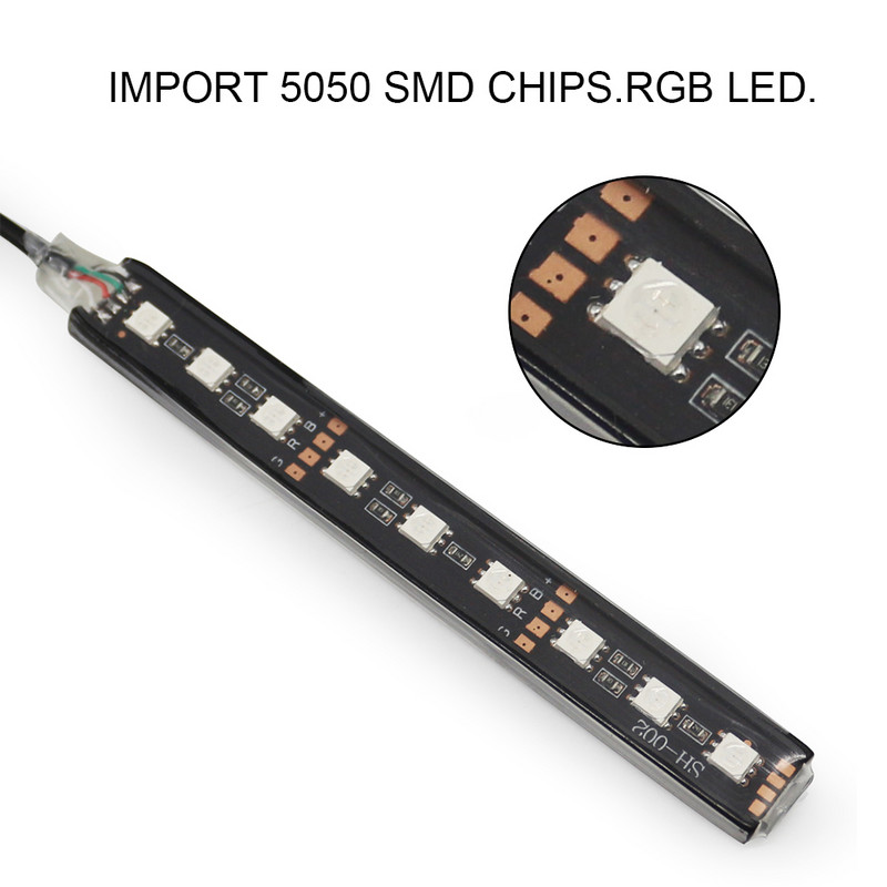 LED Φωτιστικό Μπαρ αυτοκινήτου Rgb Λάμπα ατμόσφαιρας με αναπτήρα για πάρτι Εξωτερική διακόσμηση Αξεσουάρ αυτοκινήτου Footlight Universal