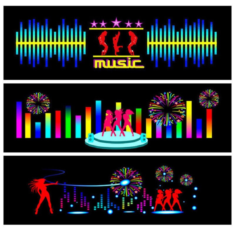 Automašīnas uzlīme salona atmosfēra, mūzikas ritms, LED zibspuldzes gaismas lukturis, automašīnas aizmugurējais vējstikls dekoratīviem stila piederumiem, apgaismojums