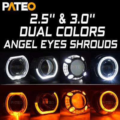 LED Angel Eyes Switchback Varjud 2,5 3,0 tolli esitulede objektiivi jaoks Hella 3R G5/Koito Q5/WST Bi-xenon Bi-LED projektorite objektiiv