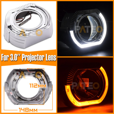 LED Angel Eyes Switchback Varjud 2,5 3,0 tolli esitulede objektiivi jaoks Hella 3R G5/Koito Q5/WST Bi-xenon Bi-LED projektorite objektiiv